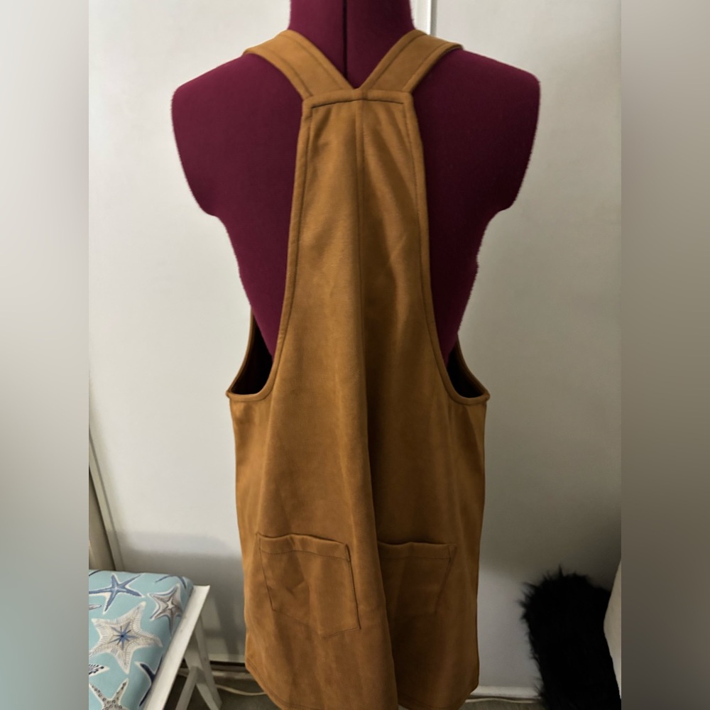 EUC Brown faux suede, midi overalls, Size XL - Picture 5 of 5